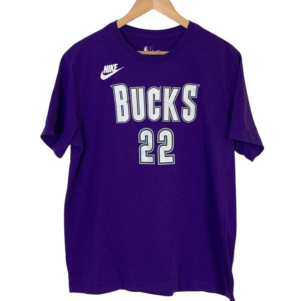 Nike Men's Milwaukee Bucks Khris Middleton Purple Hardwood Classics T-Shirt XL